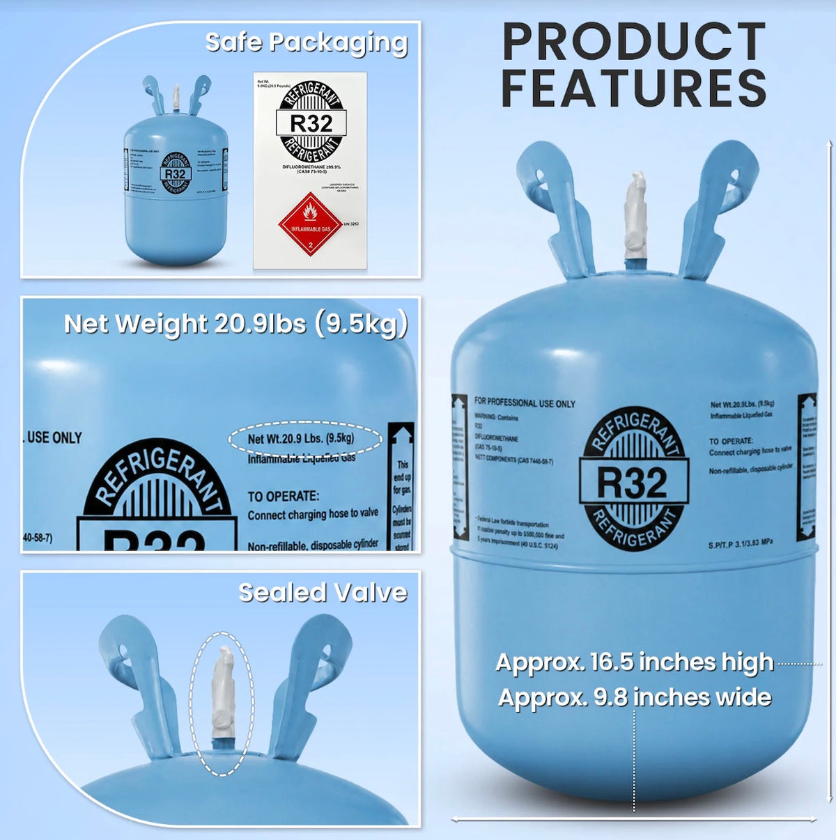 R32 compatible HVAC or refrigeration equipment